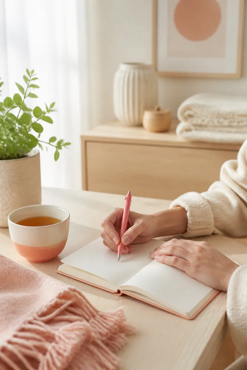 Momento de escritura reflexiva en un espacio tranquilo